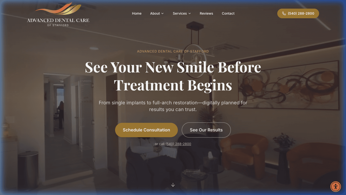 Advanced Dental Care of Stafford website