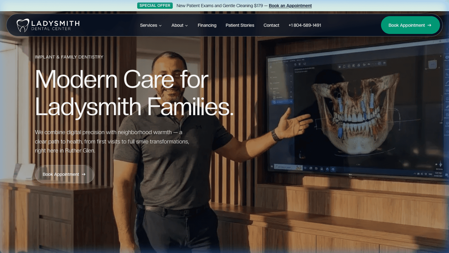 Ladysmith Dental Center website