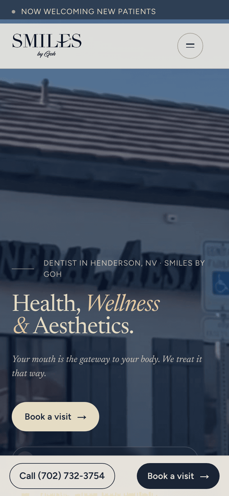 Smiles by Goh website on a phone