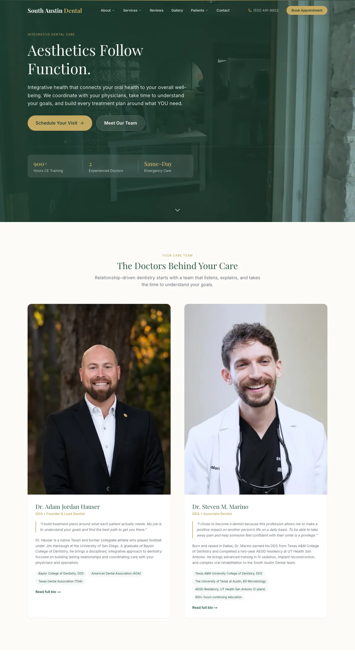 South Austin Dental website on a desktop, Austin, TX