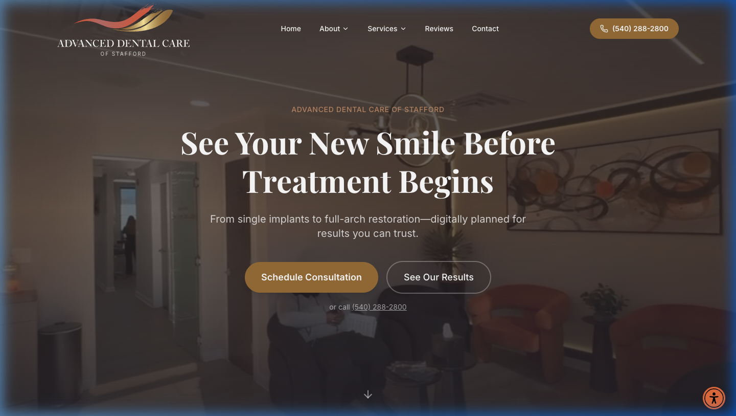 Advanced Dental Care of Stafford dental website - Stafford, VA