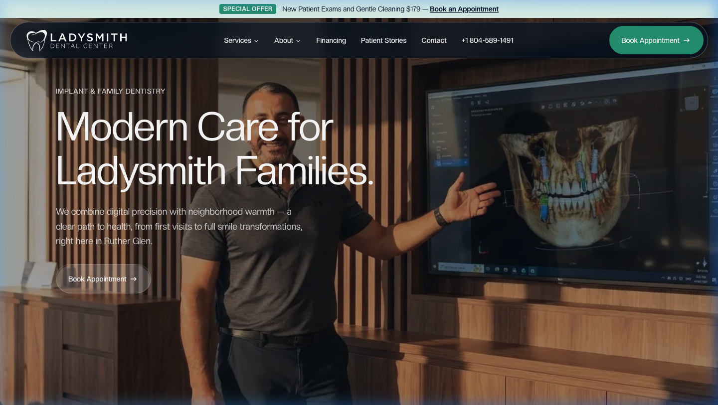 Ladysmith Dental Center dental website - Ruther Glen, VA